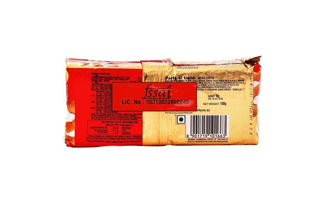 Parle - G Gold Biscuits   Pack  100 grams